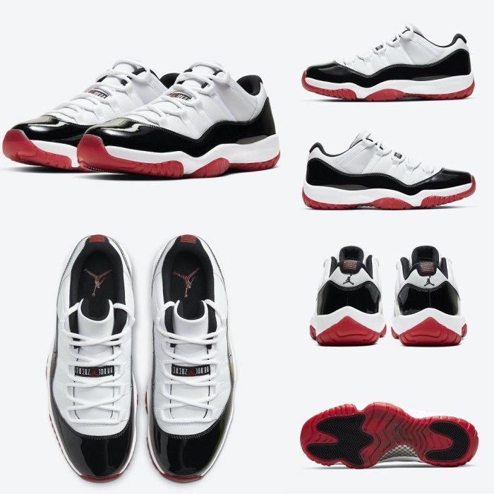 NIKE AIR JORDAN 11 RETRO LOW CONCORD BRED 低筒 白黑紅 AV2187-160