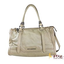 已售出＊奢華大道國際精品＊【B0357】BURBERRY 橄欖綠全皮鉚釘兩用包