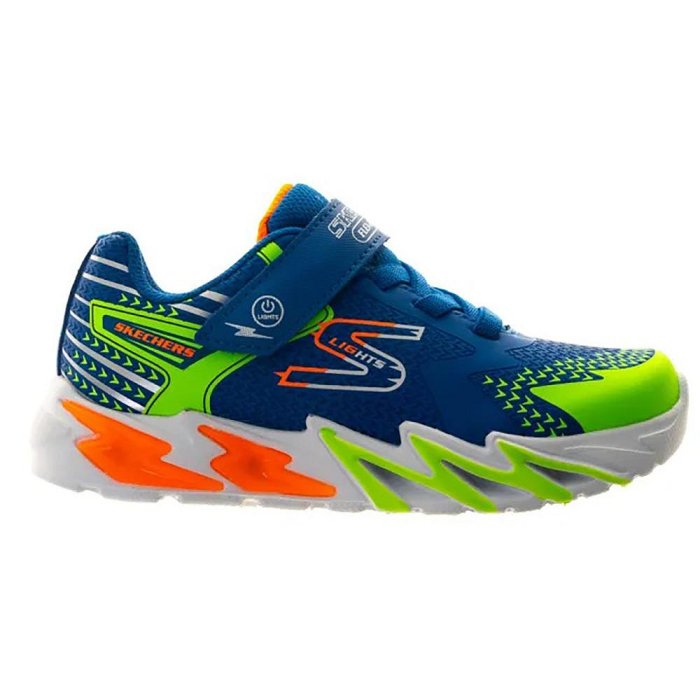 Skechers 童鞋 中童 大童 燈鞋 魔鬼氈 FLEX-GLOW BOLT 藍【運動世界】400138LRYMT