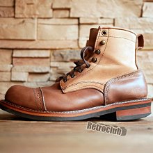 週日結標 Retro CLUB【一元起標】【二手】訂製款 Cap-Toe Trench Boot 雙色 真皮 蓋頭設計 傘兵靴 軍靴 工作靴 棄 S24015