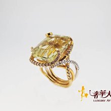 ＊奢華大道國際精品＊【J0432】天然黃水晶造型鑽戒