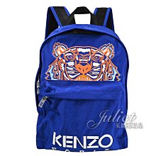 【茱麗葉精品】全新商品 KENZO 5SF300 撞色電繡虎頭帆布休閒後背包.藍/橘 大 現貨