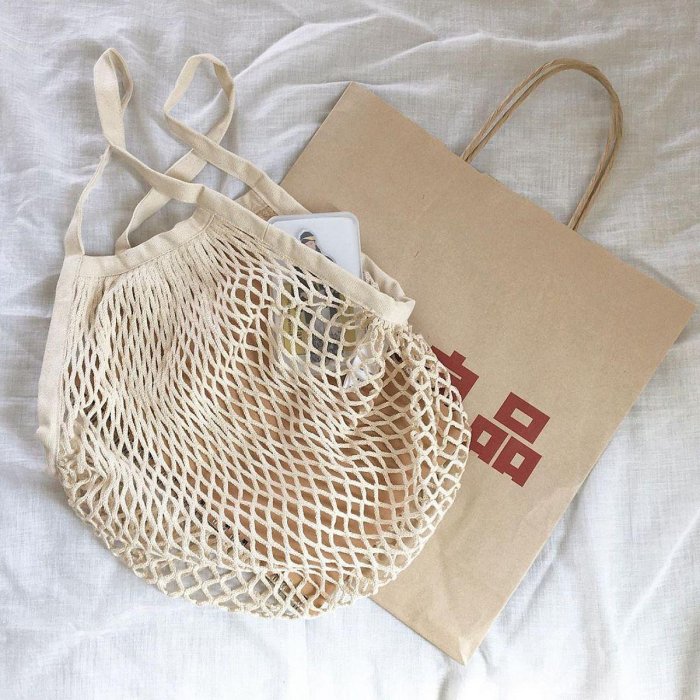 日本 MUJI 無印良品 收納網袋 棉質網袋 編織網袋 購物袋 環保袋 網格袋＊小容容＊