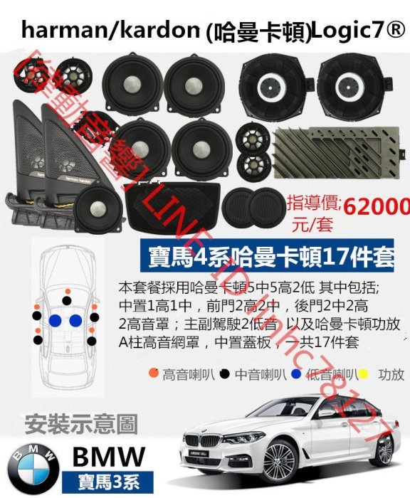 [律動音響]  Bmw 寶馬4系  harman/kardon Logic7  升級哈曼卡頓汽車音響 原廠選配喇叭