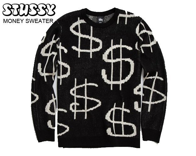 【超搶手】全新正品 最新款 現貨 STUSSY MONEY SWEATER 厚感 保暖 羊毛針織 毛衣 黑色 M