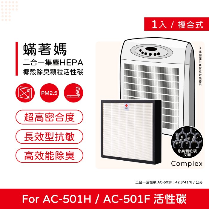 單入 蟎著媽 副廠濾網 適用 3M AC501H AC-501H opure A5 A6 空氣清淨機 AC-501F