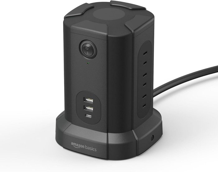 日本 Amazon Basics 立式延長線 充電站 充電塔 插座 USB type-c 辦公室 居家 集線【水貨碼頭】