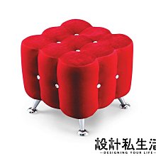 【設計私生活】小精靈紅色絨布水鑽小方凳、小椅子、腳椅(部份地區免運費)E系列230A