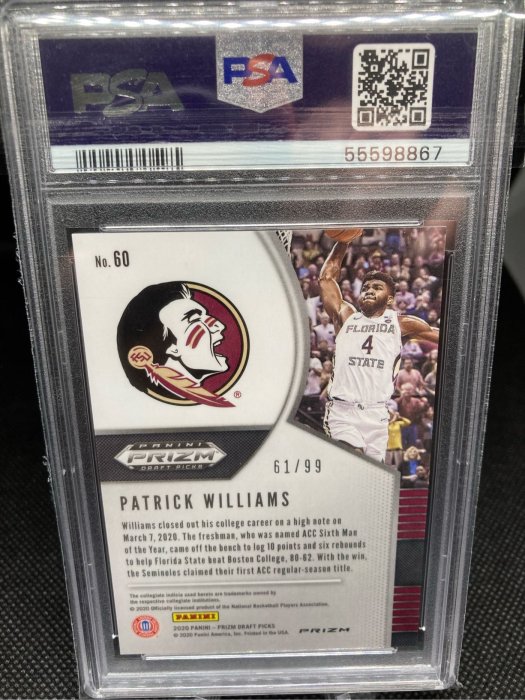 NBA 2020 Patrick Williams Blue Ice #60 藍碎冰 限/99張 公牛核心 新人RC鑑定卡PSA 10滿分