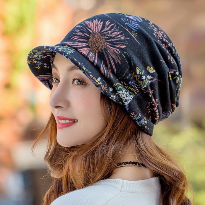 愛麗絲帽子女冬季韓版多用鴨舌帽包頭帽春秋套頭帽貝雷帽堆堆帽扎馬尾帽
