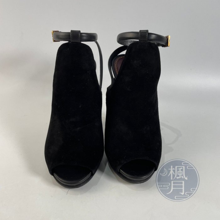 BRAND楓月 GUCCI 古馳 304707 黑麂皮高跟鞋 #34.5 精品鞋款 女用鞋款 時尚穿搭