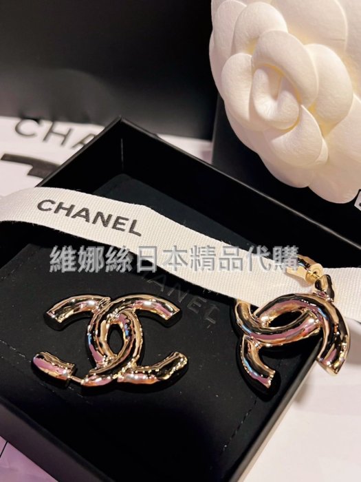 Venice維娜絲日本連線代購 香奈兒 CHANEL 經典雙C金色金屬耳環