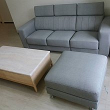 鴻宇傢俱~雷霆貓抓皮高背L型沙發~腳凳可置物~坐墊可滑~保証台灣製造~灰色-三人+腳凳