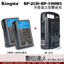 【數位達人】KingMa BP-2CH + 2顆BP-190WS電池 雙電池座充組 / V掛 V型 手提直立型 雙充電器