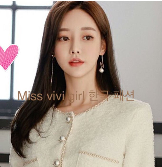2件 Miss vivi girl-小香風套裝［上衣+裙］/白/S~XL