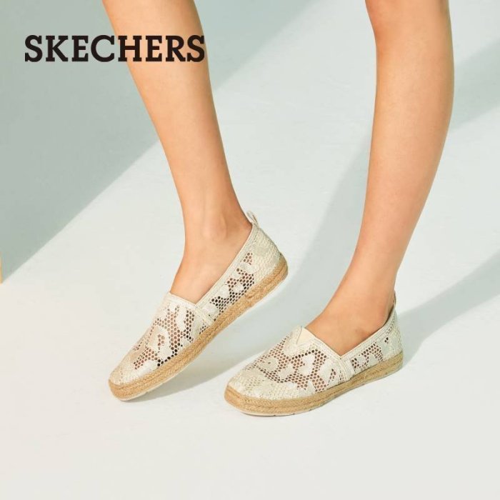 【熱賣下殺】Skechers斯凱奇女鞋新款平底單鞋蕾絲一腳蹬懶人鞋樂福鞋漁夫鞋