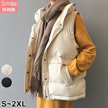 【V3879】SMILE-暖冬實搭．素色鋪棉大口袋立領馬甲背心外套