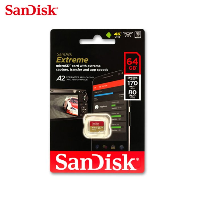 SanDisk NEW Extreme A2 64G microSDXC 記憶卡 (SD-SQXAH-64G)