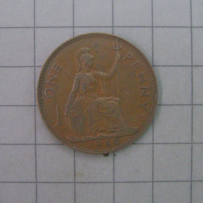 a775，1940年，英國 1 Penny 銅幣 XF，KM# 845。