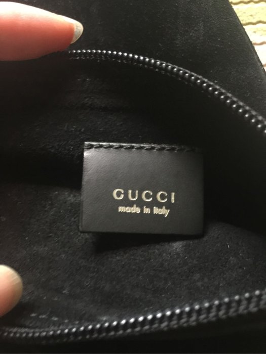 Gucci 黑色麡皮金屬手把肩包手提包