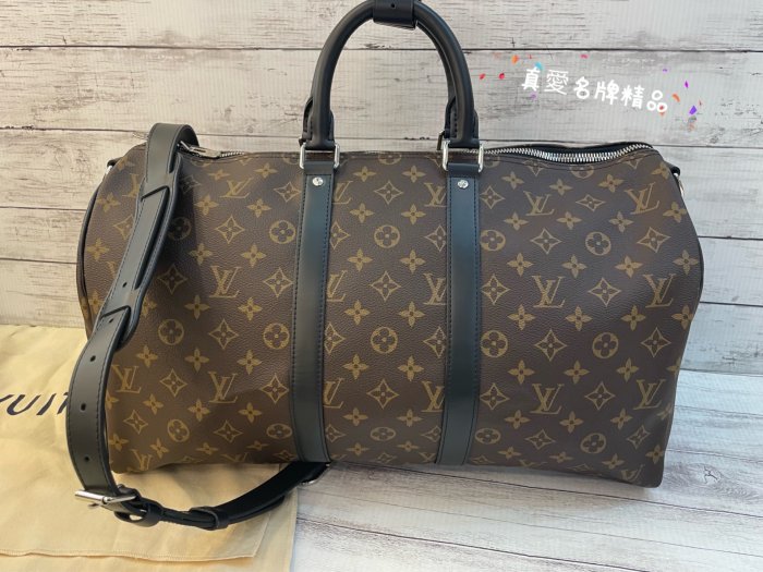 《真愛名牌精品》LV M56711 KEEPALL BANDOULIÈRE 45 老花 旅行袋  *全新品*