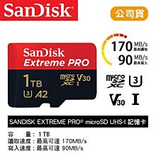 【eYe攝影】公司貨 SanDisk Extreme PRO 1T microSD TF 170MB/s A2 記憶卡
