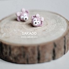 925純銀耳環-阪堂SAKADO-軟陶+純銀系列--東京海洋迪士尼游園必備攻略---Duffy達菲熊-B(也有耳夾款)