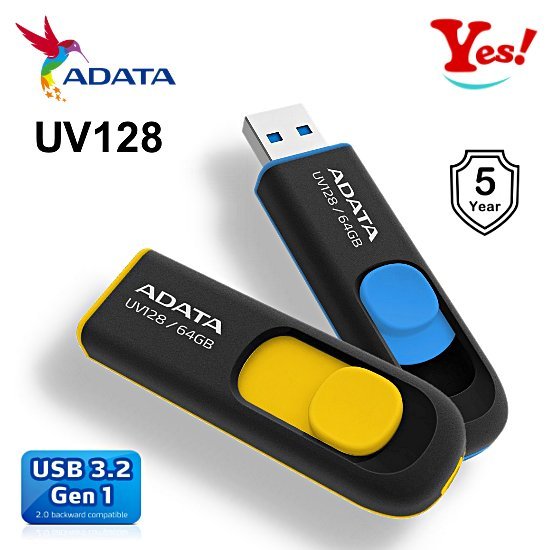 【Yes❗️台灣公司貨】Adata 威剛 UV128 64G 64GB 藍 USB 3.2 隨身碟