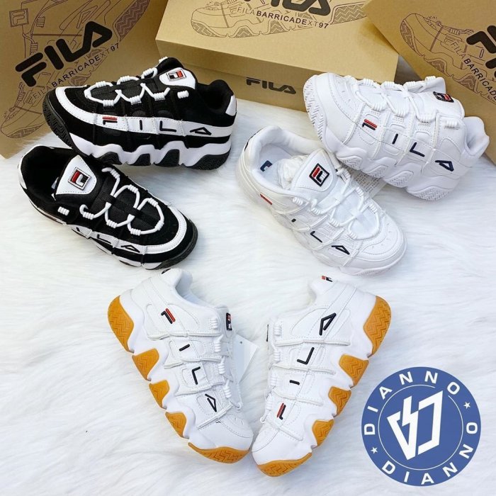 帝安諾-FILA COURT DELUXE AIR 97 韓國  魔鬼氈 粉色 藍色 全黑 焦糖 黑白老爹鞋 休閒