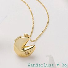 Wanderlust+Co 澳洲品牌 鑲鑽幸運餅乾項鍊 金色寶盒項鍊 Fortune Cookie