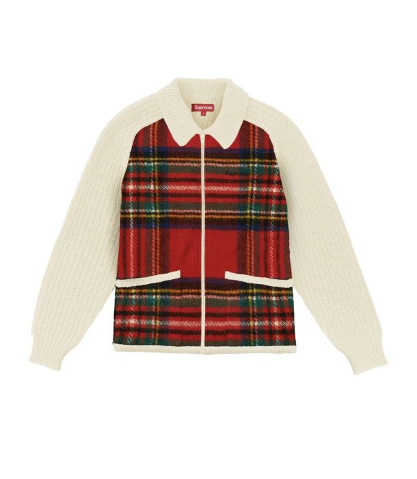 Cheers】 預購Supreme FW18 Plaid Front Zip Sweater 毛衣毛衣外套