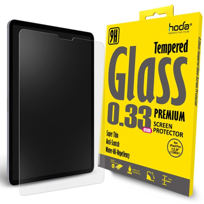 【免運費】hoda【iPad Pro 12.9吋(2018/2020凹槽版)】全透明高透光9H鋼化玻璃保護貼