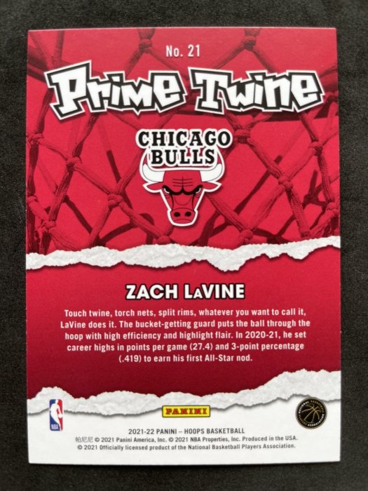 Zach LaVine 2021-20 Panini HOOPS 拉文 Prime Twine 精美特卡