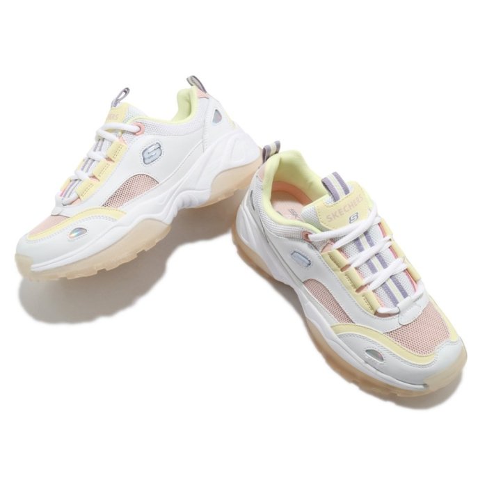 【Ｅ．Ｐ】SKECHERS D'LITES KOZMIKS 老爹鞋 果凍底 運動休閒 白粉黃 女 88888407WYL