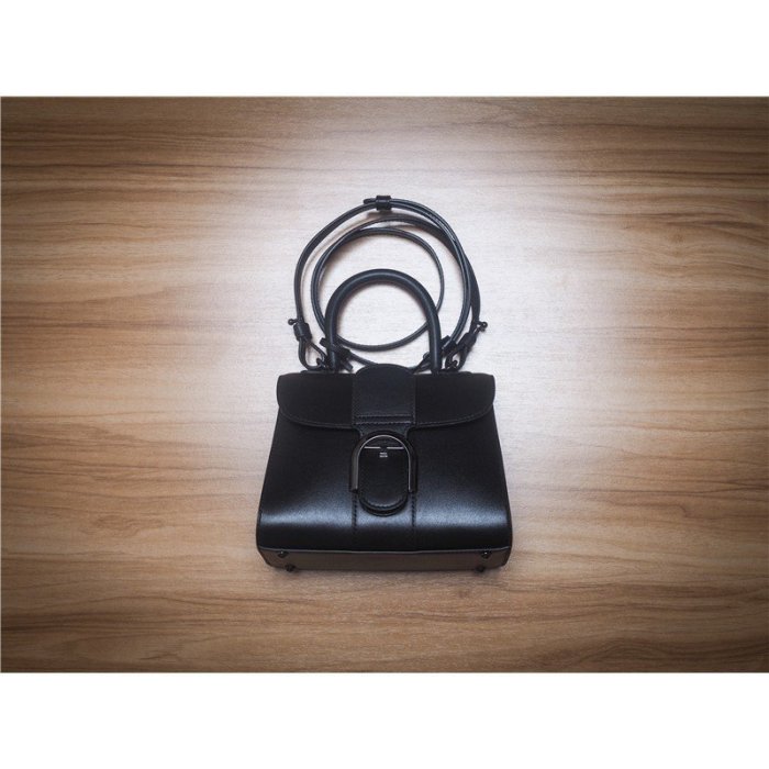 【二手正品】 DELVAUX Brillant Mini BOX Kelly 黑色手提肩斜背兩用包 RZ0205 全新