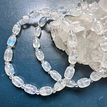 小極品-半透體斯里蘭卡玻璃體 藍月光石小米珠小桶珠5.8mm（單圈）手珠手鍊DIY串珠隔珠配珠圓珠•點點水晶•