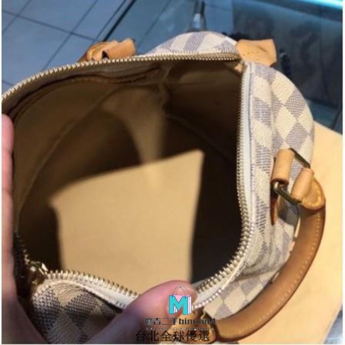 【二手】LV M41112 白色棋盤格Speedy Bandoulière LV Speedy 30波士頓包 手提枕頭