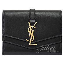 【茱麗葉精品】全新精品 YSL 專櫃商品 553563 Suplice 小牛皮雙層翻蓋釦式零錢卡包.黑 現貨