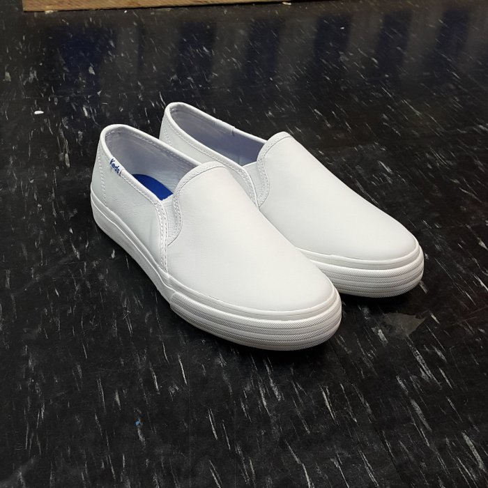 Keds 懶人鞋 白色 全白 皮革 基本款 小白鞋 修長 2公分 鬆緊帶 DOUBLE DECKER 免運