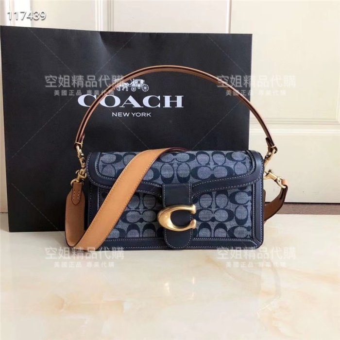 空姐代購 coach 3700 熱賣新款 牛仔布 香布雷系列 單肩斜挎 手挽包 Tabby手袋 酒神包 翻蓋女包 附購證