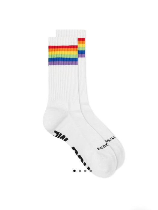 賠售3折 BALENCIAGA Rainbow Kiss Me Socks 白色中長襪 彩色 巴黎世家 彩虹