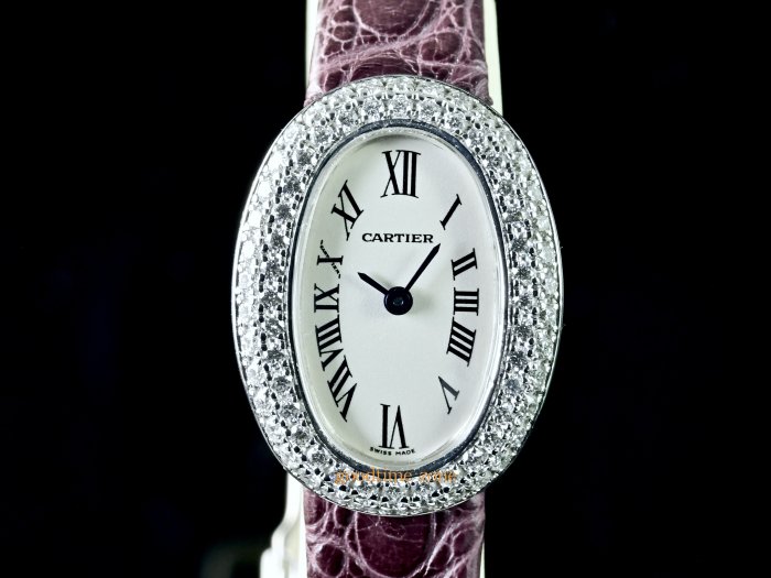 [現貨]  Cartier 卡地亞 Baignoire 鵝蛋 扁娃 18白K金 精鑲鑽錶 石英機芯 CE147