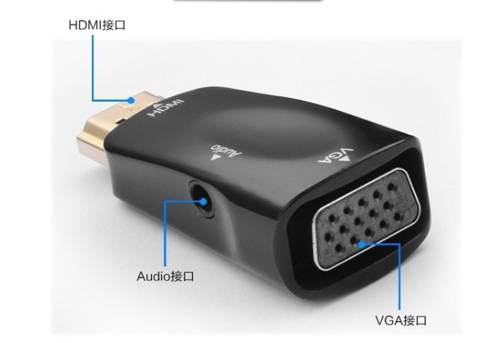 HDMI轉VGA 轉接頭 HDMI TO VGA 平板 投影 筆記型電腦 轉接線 免驅動 帶音效 1080P 黑色袋裝