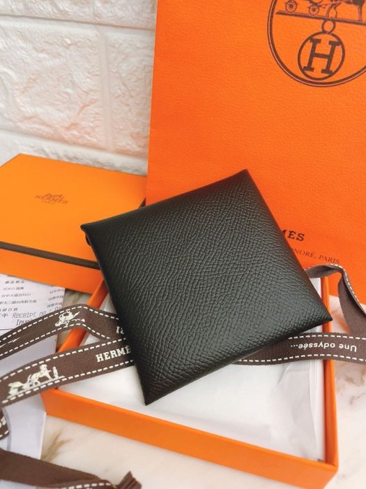 （🎉已售）可送禮大全配全新正品✨愛馬仕Hermès Bastia經典黑零錢包卡片夾Epsom皮革