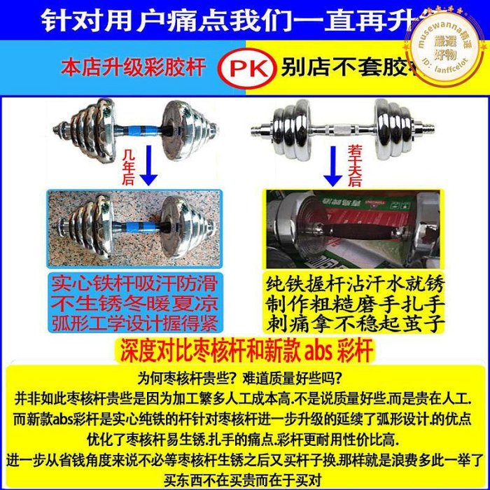 實心鐵電鍍啞鈴男士健身家用槓鈴宿舍亞玲可調節重量30純鋼15kg50