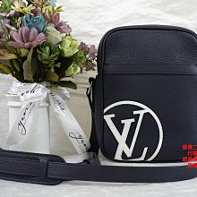 優買二手精品名牌店 LV M54787 DANUBE 藍 荔枝皮 斜背包 郵差包 航空包 相機包 日字包 全新 限量II