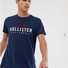 (嫻嫻屋) 英國ASOS-Hollister 紅色海鷗標誌Logo 藍色圓領T-shirt T恤 現貨M 正品