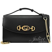 【茱麗葉精品】全新精品 GUCCI 專櫃商品 572375 ZUMI金屬雙G磁釦小牛皮肩斜兩用鍊包.黑 現貨