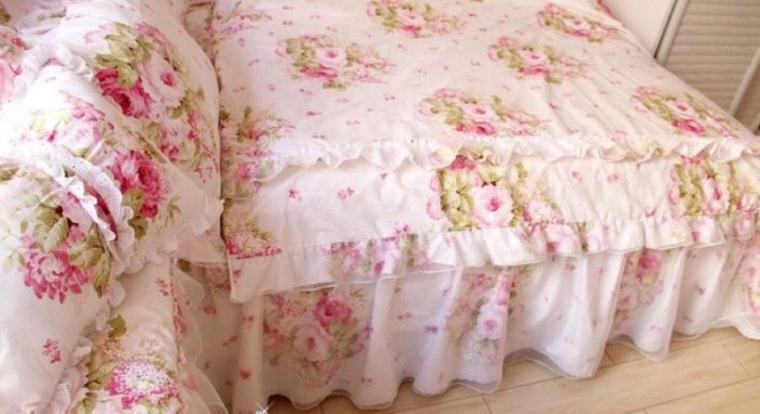 韓式 田園 碎花 加紗 全棉 公主 四件套可愛 浪漫 鄉村風 床罩 蕾絲 新娘房 結婚 粉紅 純棉 床罩組 被單 枕頭套