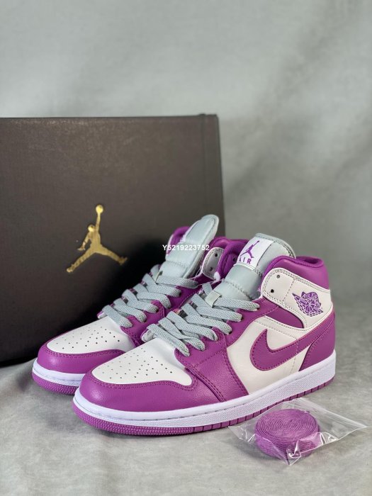 Nike Air Jordan 1 Mid Magenta  灰紫 高幫  跑步鞋 男女鞋 BQ6472-501